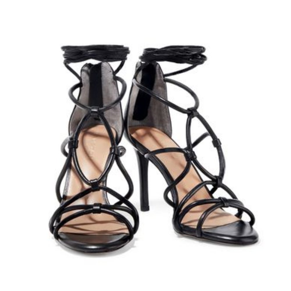 NEW HALSTON HERITAGE BRIELLE BLK LEATHER SANDAL